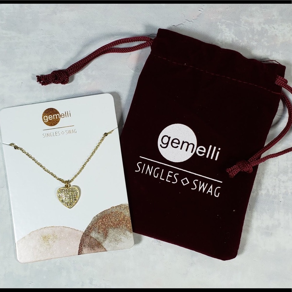 Gemelli | Pavé Heart Gold Necklace
